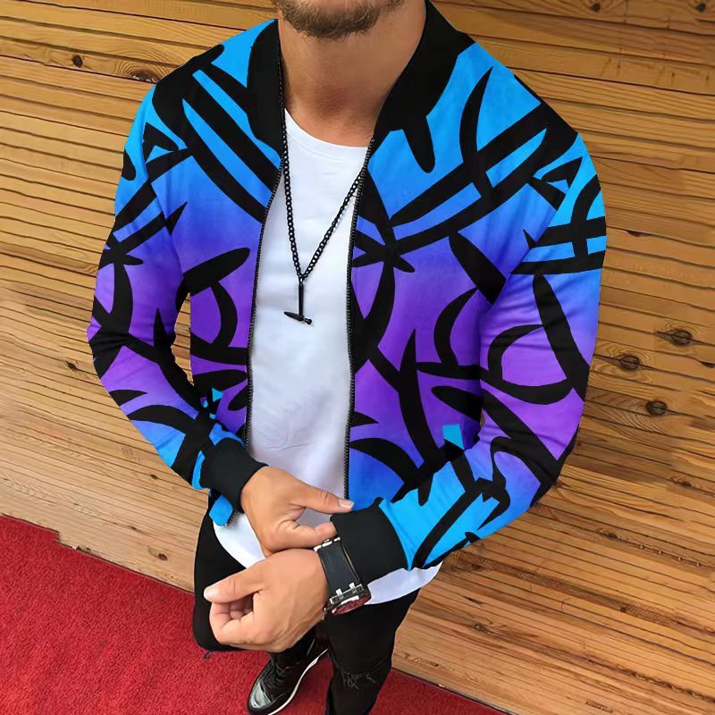 2022 autumn new men’s jacket casual sports printed Crew-Neck zipper jacket winter Male fashion outdoors cardigan Coat M-3XL alx