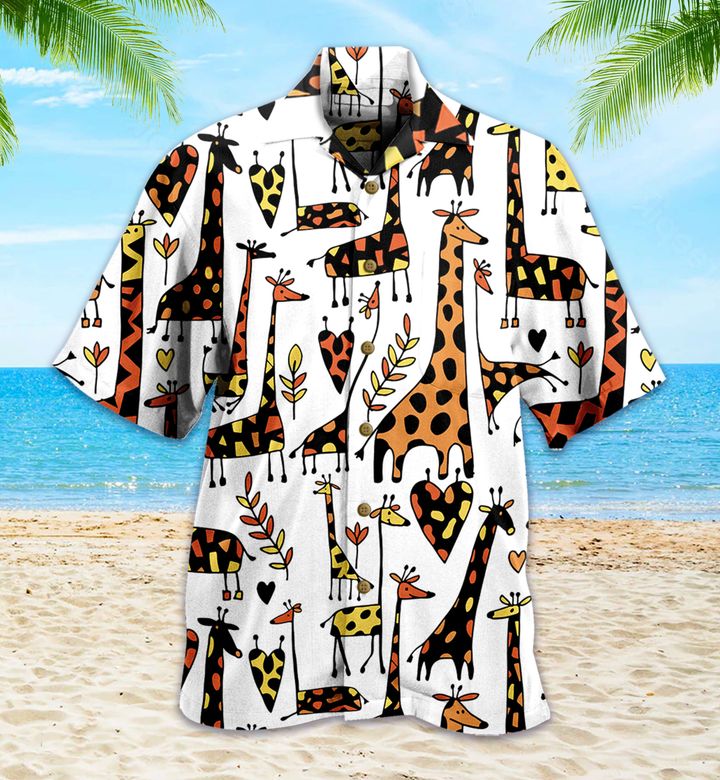 Cartoon Giraffe Pattern Colorful Hawaiian Shirt 3D