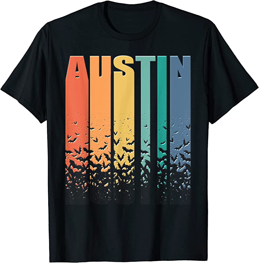 Austin Bats Retro 70s Vintage Silhouette Austin Bat Watching T-Shirt