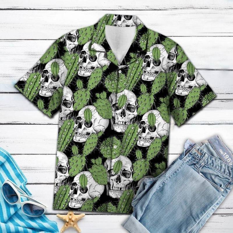 Artsyhomes Skull Cactus Hawaiian Ha73666