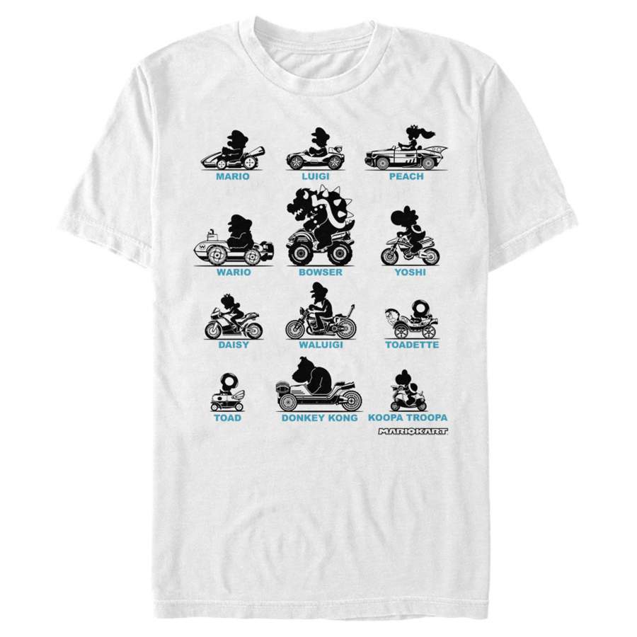 Nintendo Men’s Mario Kart Silhouette Grid T Shirt