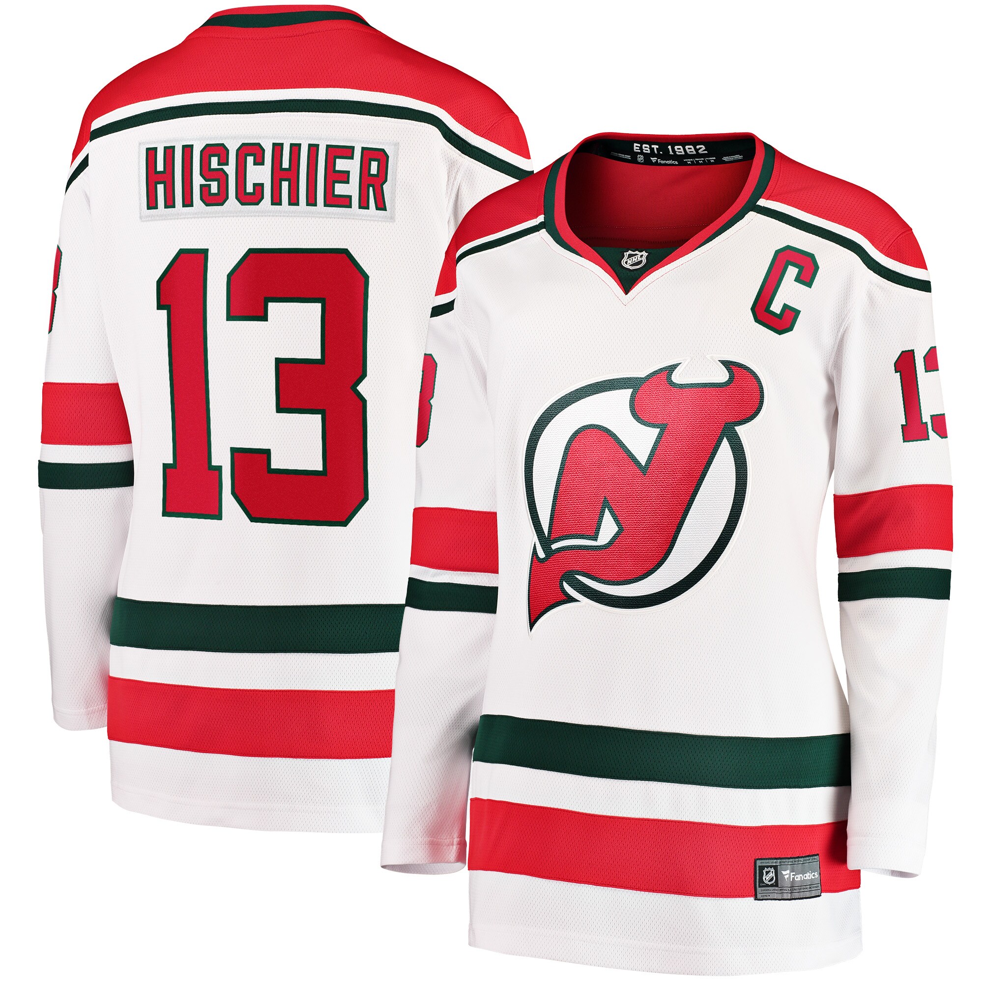 Women's New Jersey Devils Nico Hischier White 2022/23 Heritage Premier Breakaway Jersey