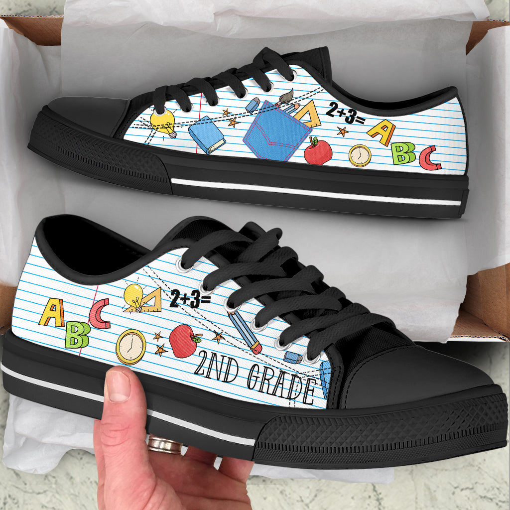 2Nd Grade Teacher Low Top Shoes Canvas Shoes School Shoes Abc Quaint Pattern Low Top