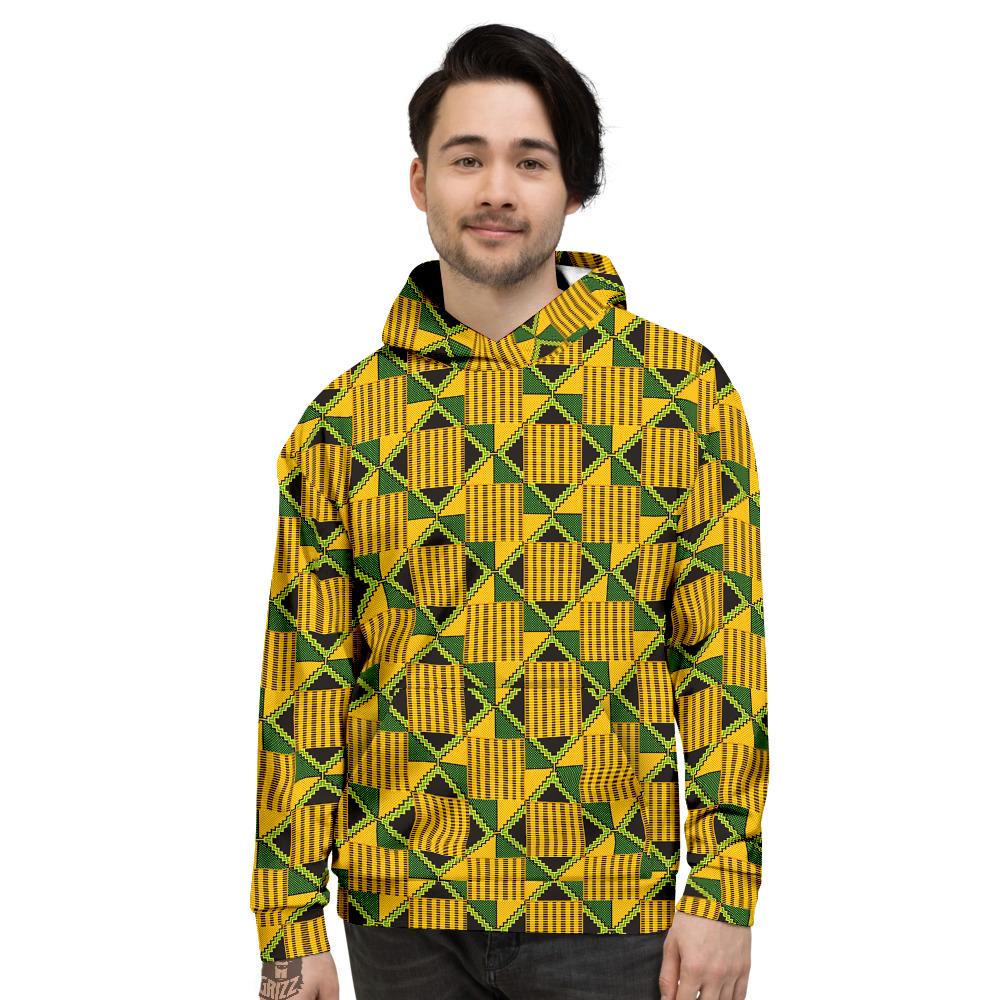 Kente Yellow Print Pattern Men’S Hoodie