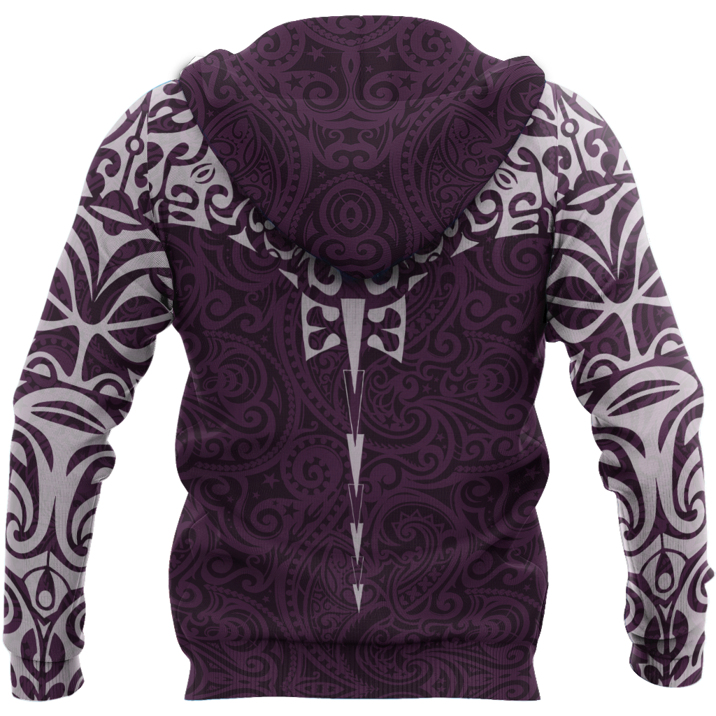 New zealand hoodie manta maori ta moko purple 3d all over printed shirt ...