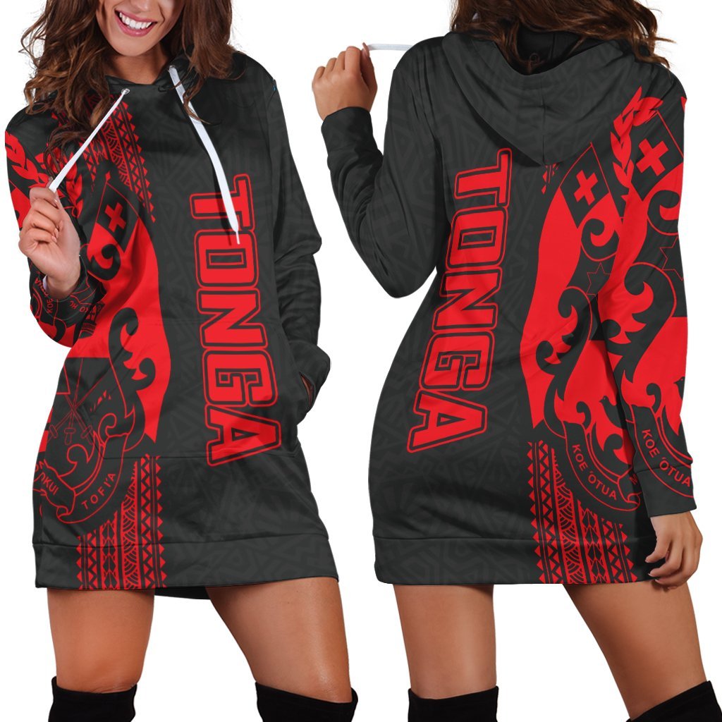 Tonga Island Love Pattern And Tongan Flag Hoodie Dress