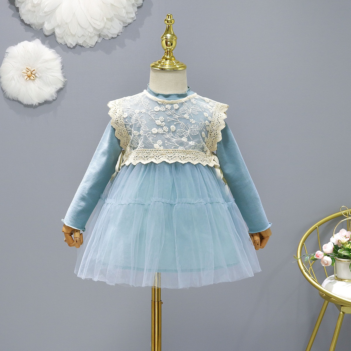 Baby Girls Dress Kids Clothes Princess Costume Lace Ruffles Spring Autumn 1-7 Years Party Dresses For Girl Children’s Clothing alx