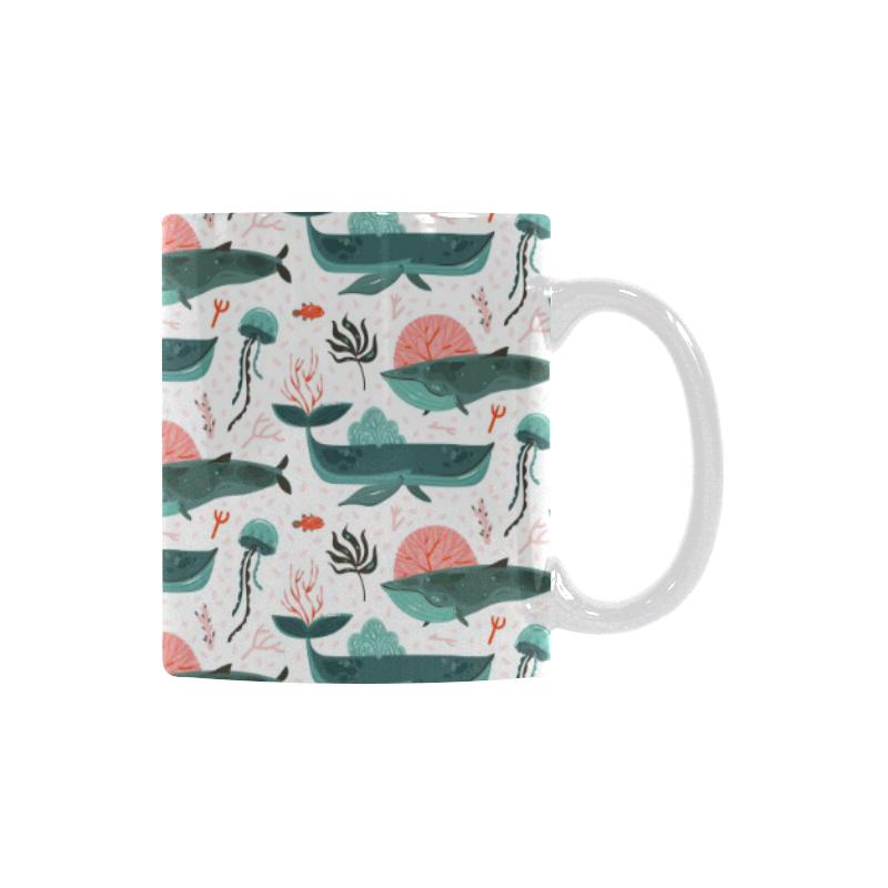 Whale Jelly Fish Pattern Classical White Mug (FulFilled In US)