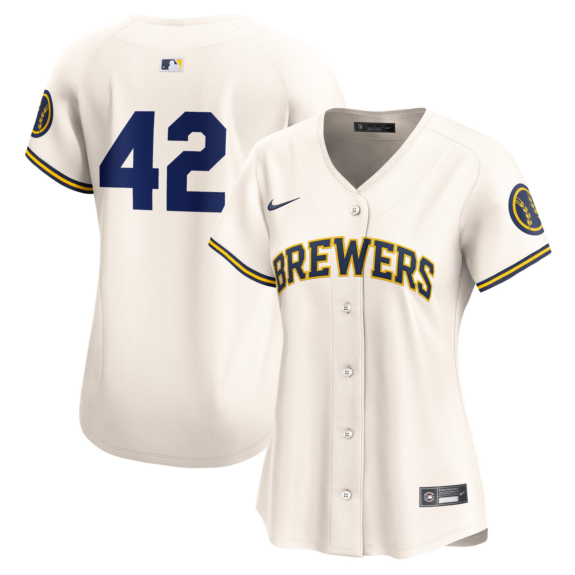 Milwaukee Brewers Women's 2024 Jackie Robinson Day Home Limited Jersey  Cream