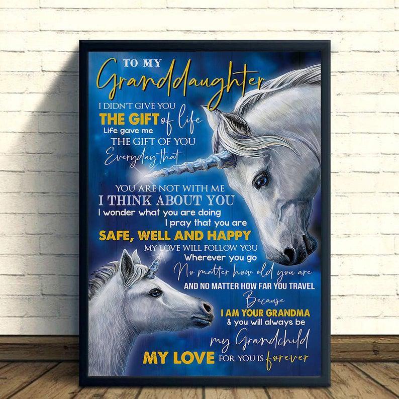 To My Granddaughter Poster, Unicorn Poster