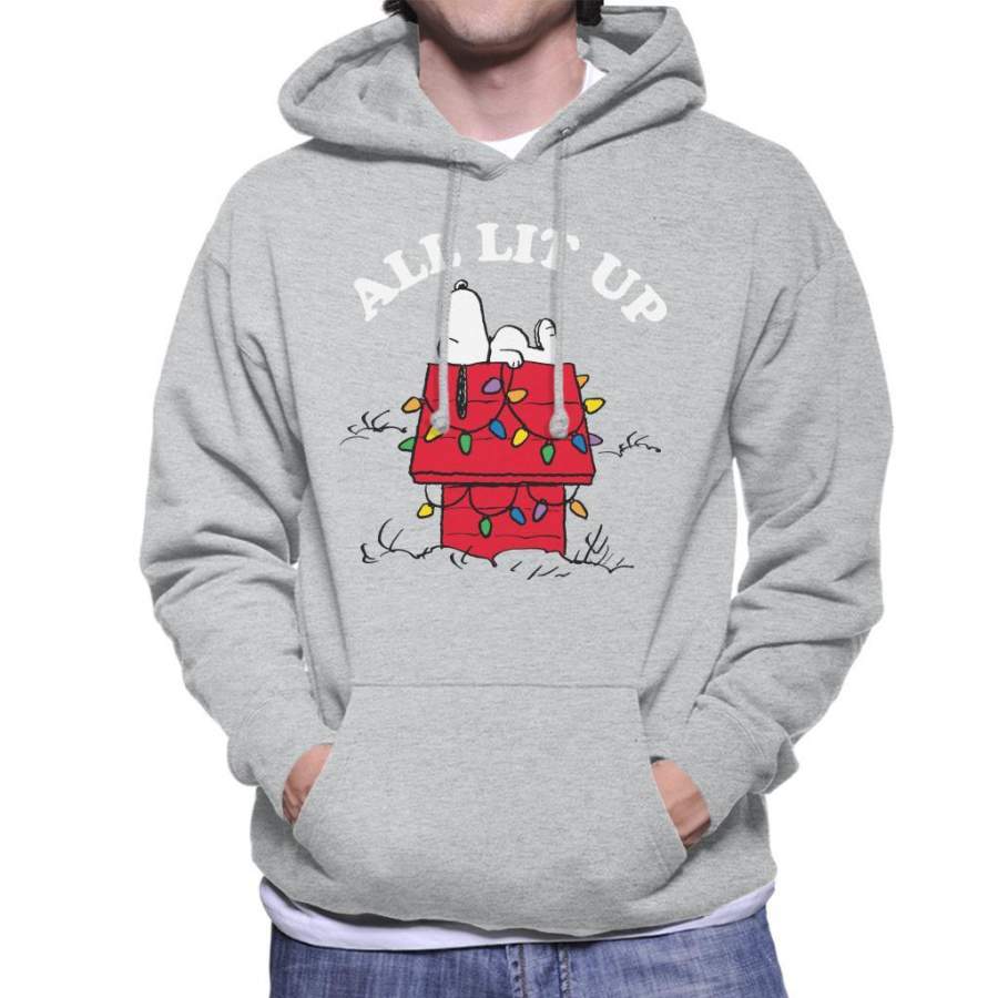 Peanuts Christmas All Lit Up Snoopy Men’s Hooded Sweatshirt