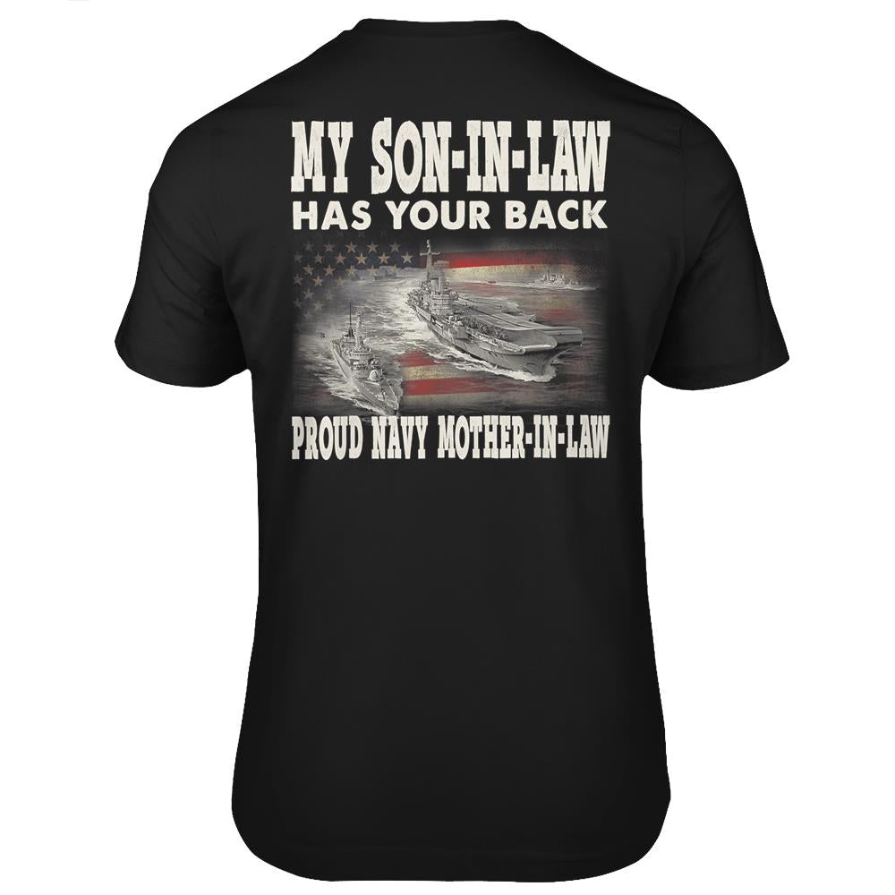 Mens Proud Navy Father-In-Law My Son-In-Law T Shirts Print On Back