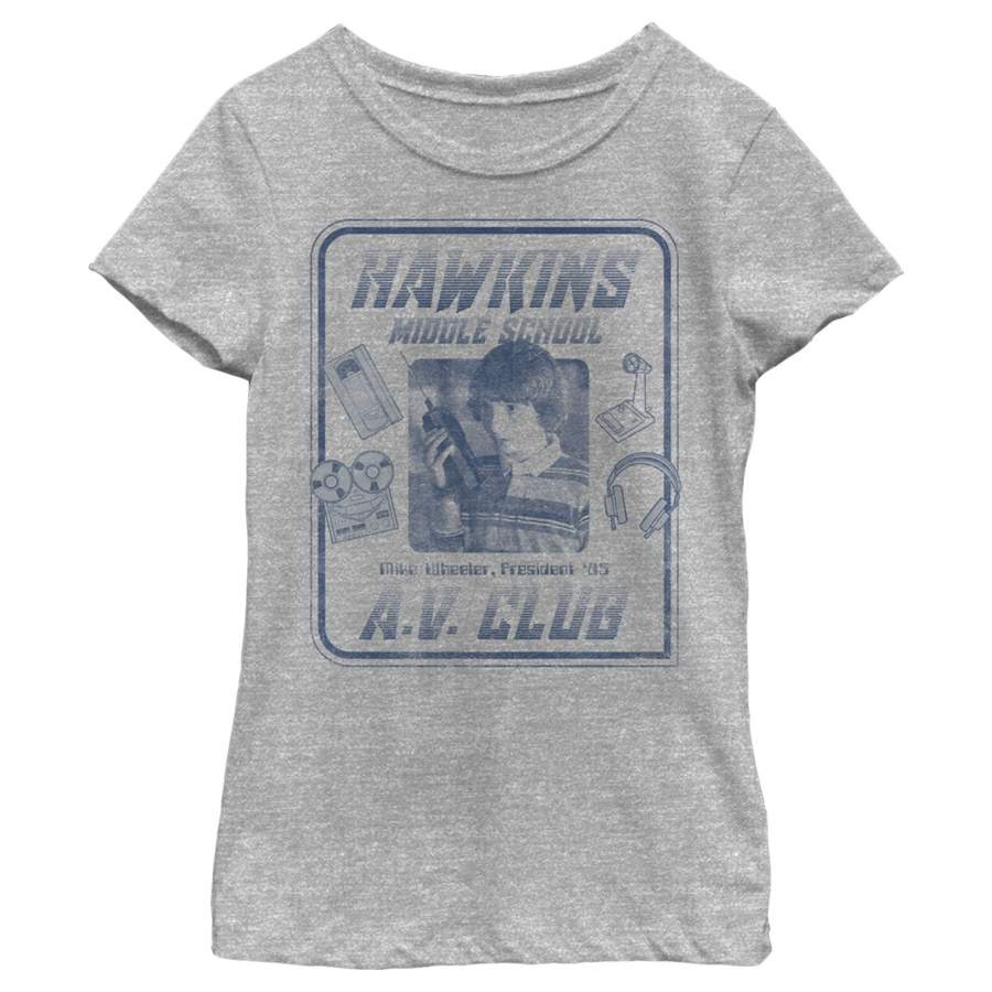 Stranger Things Girl’s Hawkins Middle School A.V. Club  T Shirt