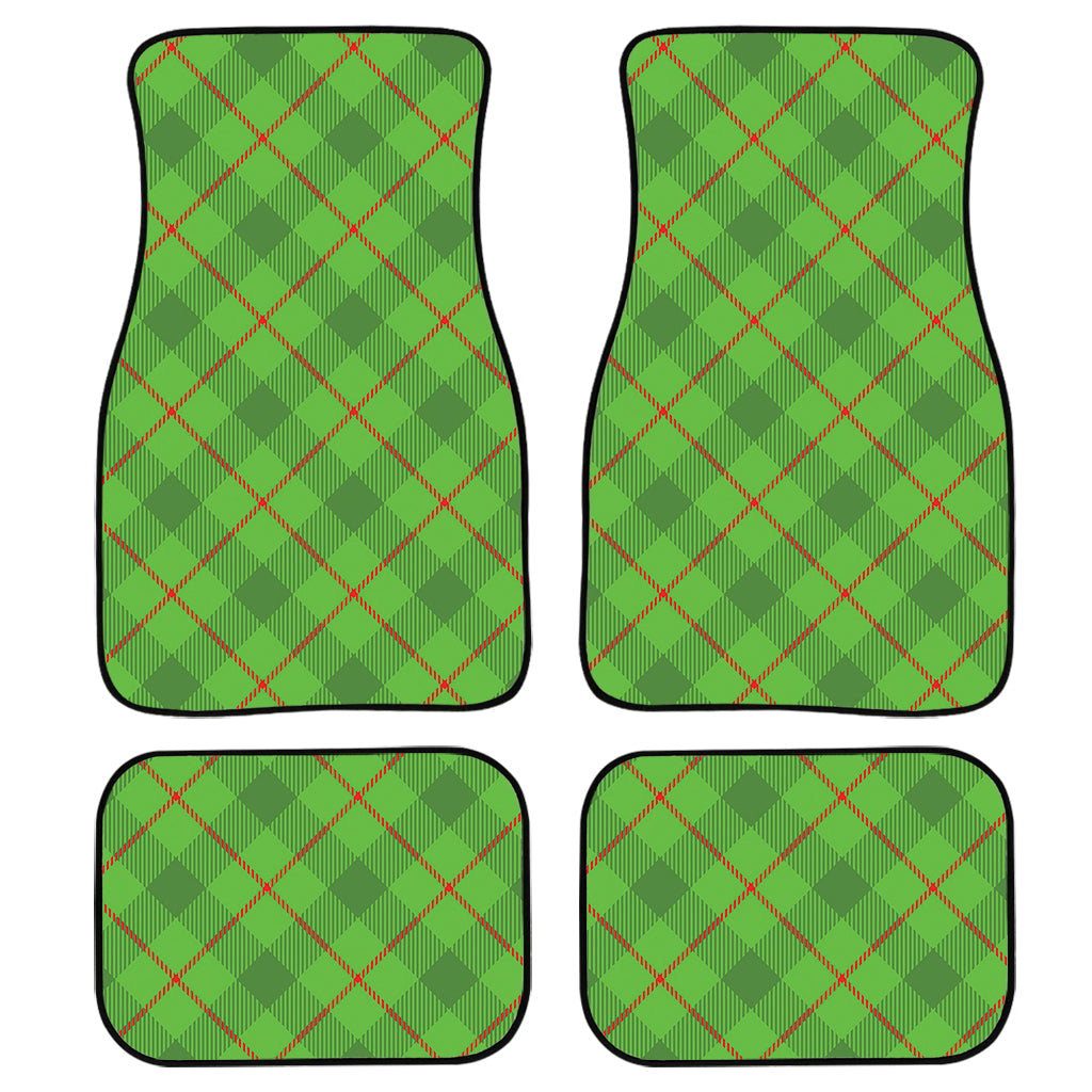 Green And Red Plaid Pattern Print Front And Back Car Floor Mats, Front Car Mat