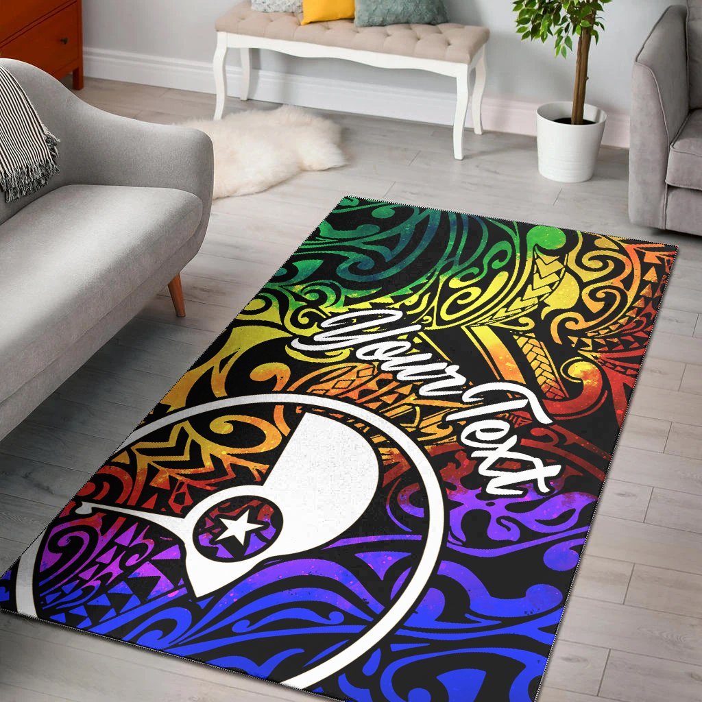 Yap Custom Personalised Area Rug – Rainbow Polynesian Pattern – BN11