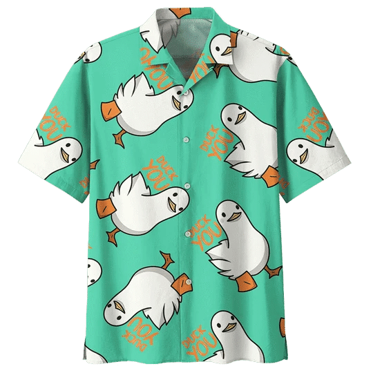 Green Duck Hawaii Shirt For Men And Short Sleeve Hawaii Aloha Ha54619