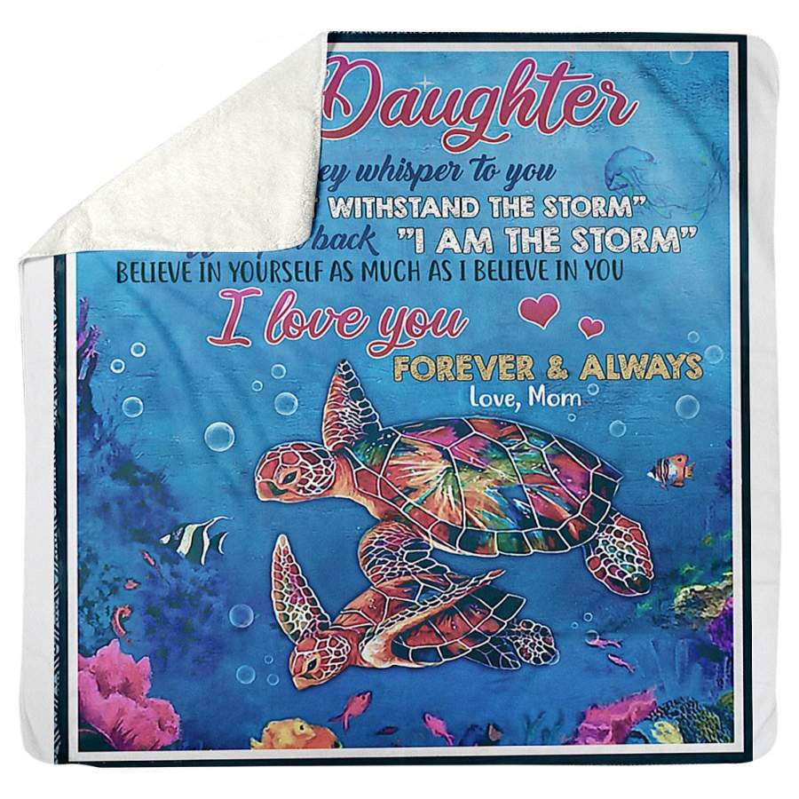 Turtle To My Daughter Love You Forever Always Sherpa Blanket