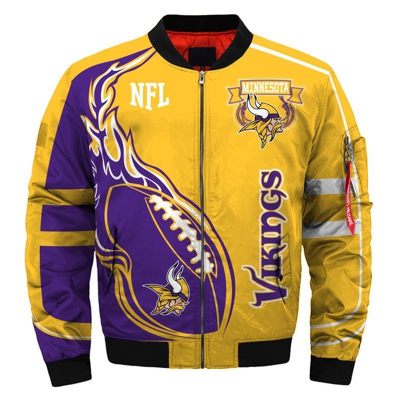 Minnesota Vikings Logo Team 3d Printed Unisex Bomber Jacket