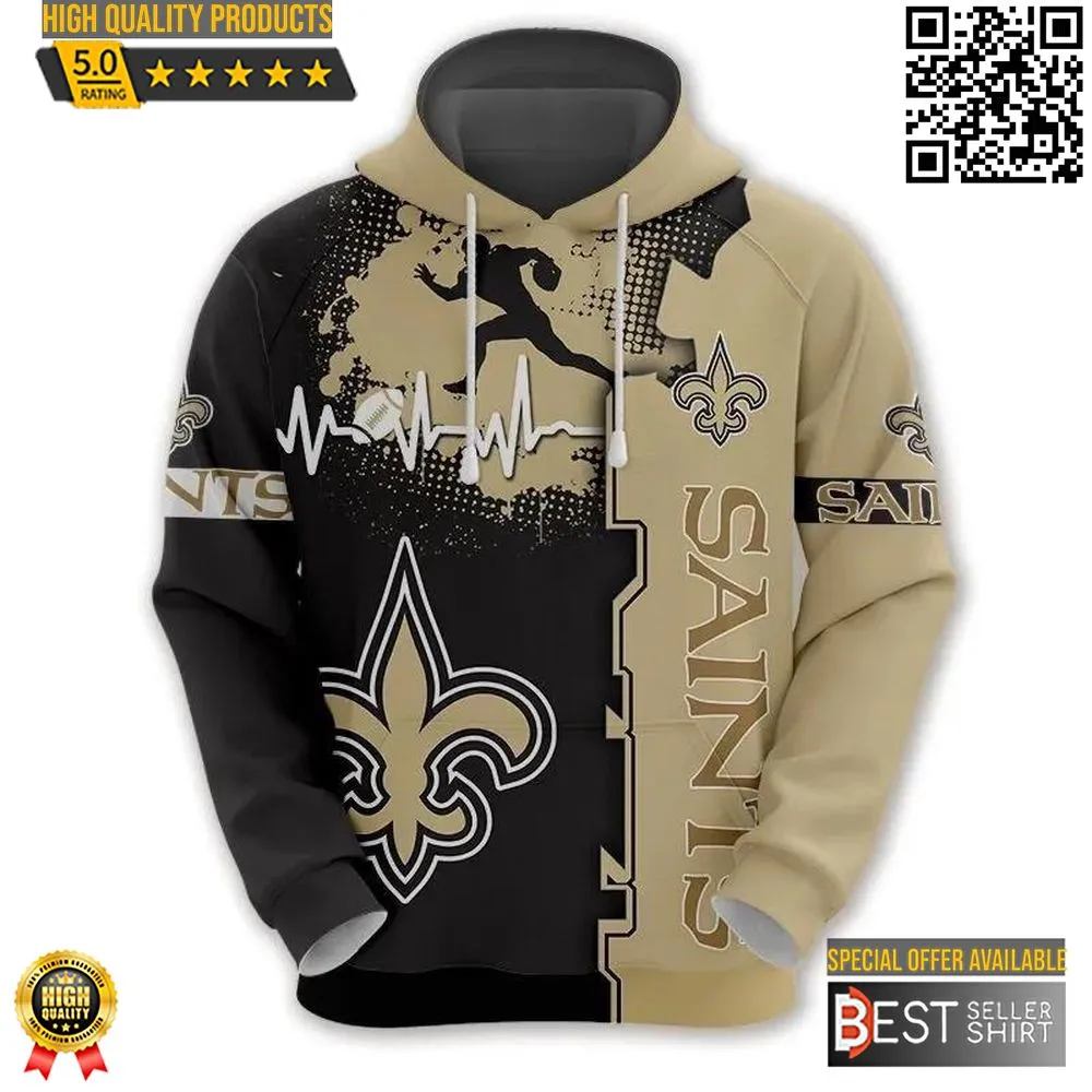 New Orleans Saints Jersey 3D Hoodie 3D Heart Beat