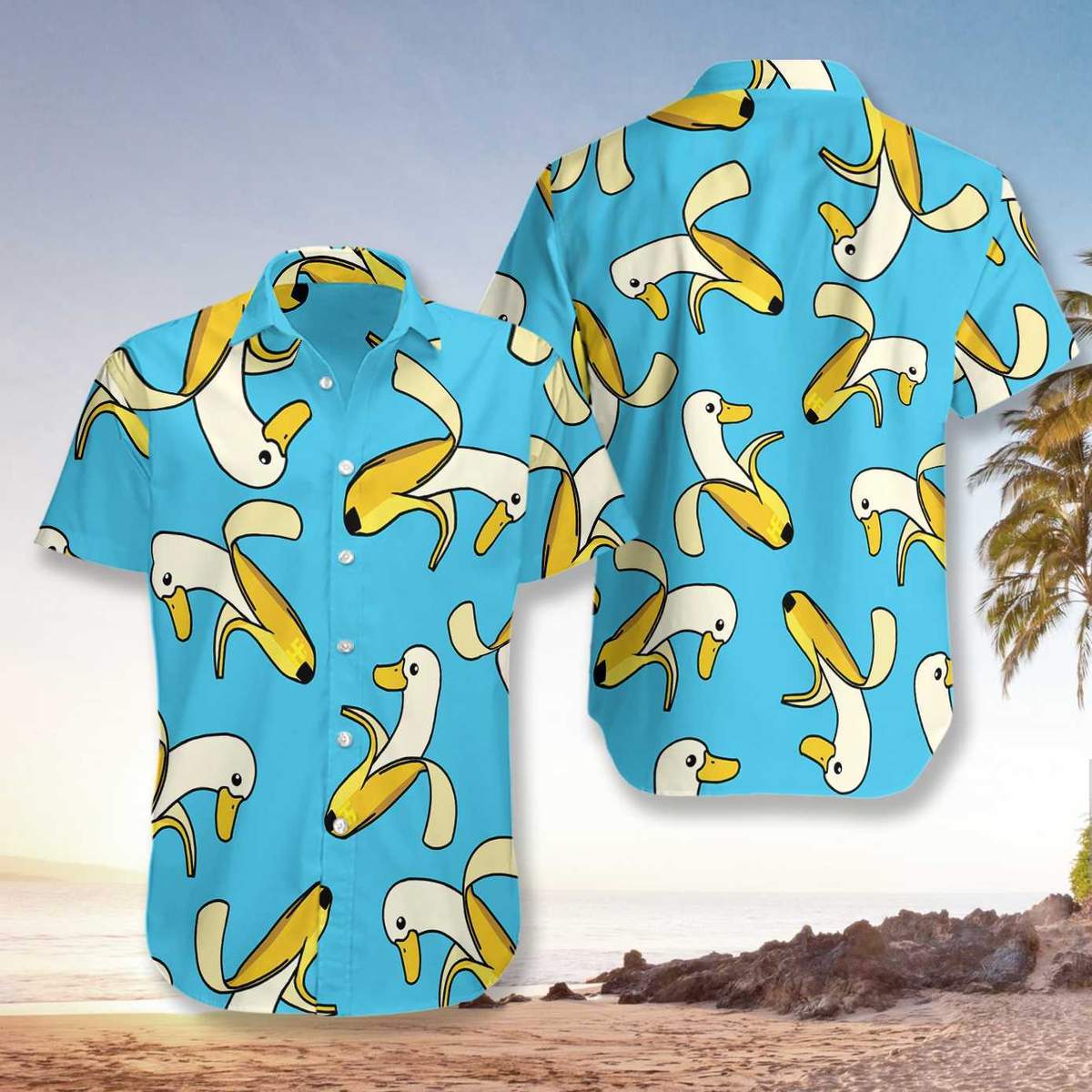 Hawaii Aloha Shirt Made In Funny Cute Banana Duck Ha31995