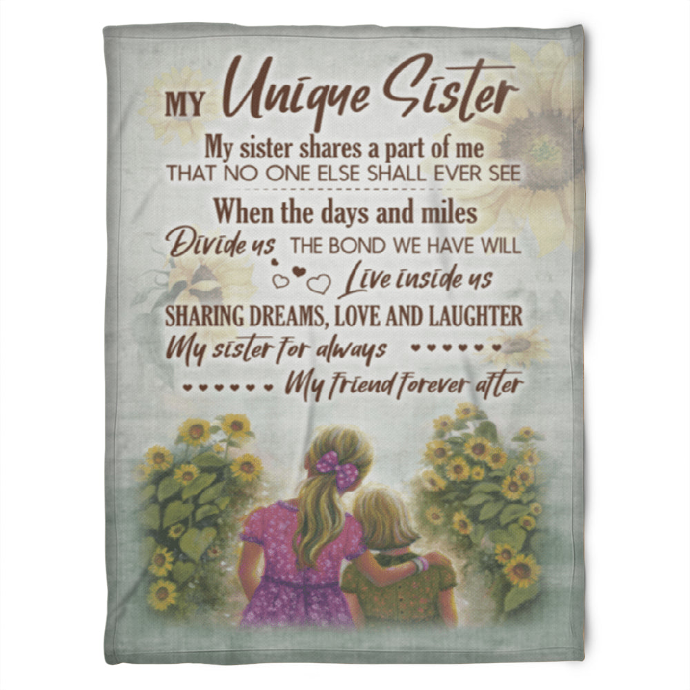 To My Sister Fleece Blanket My Sister Shares A Part Of Me The No One Else Shall Ever See, Gift For Bestie, Gift For Family, Gift For Friend, Home Decor Bedding Couch Sofa Soft And Comfy