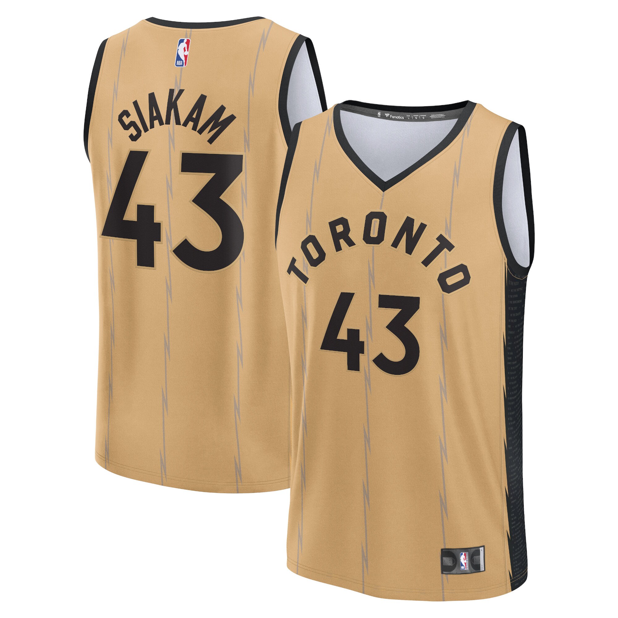 Pascal Siakam Toronto Raptors Branded Fast Break Jersey – Gold – City Edition