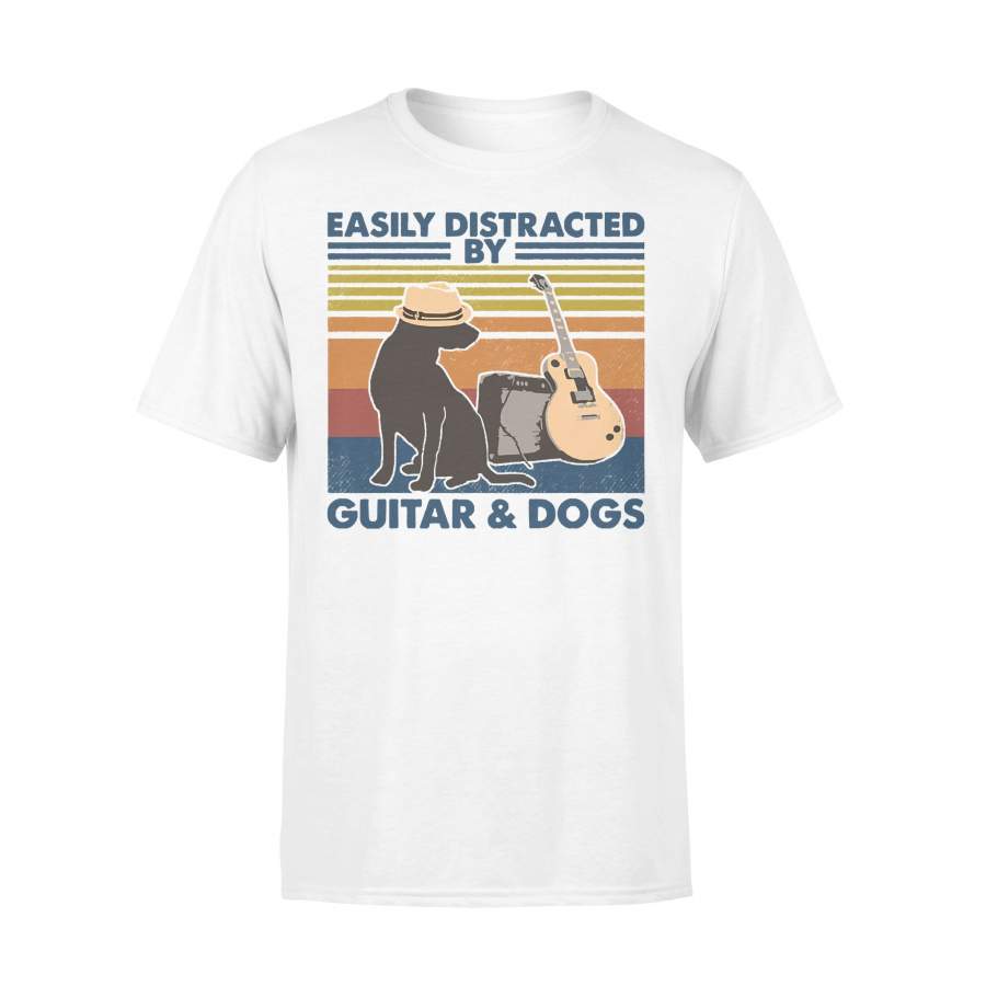Easily Distracted By Guitar & Dogs Vintage T-shirt