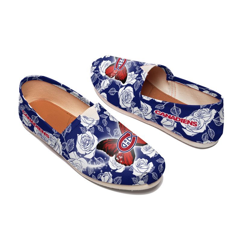 Stocktee Montreal Canadiens Rose And Butterfly Limited Edition Toms Slip On Shoes Nla014465