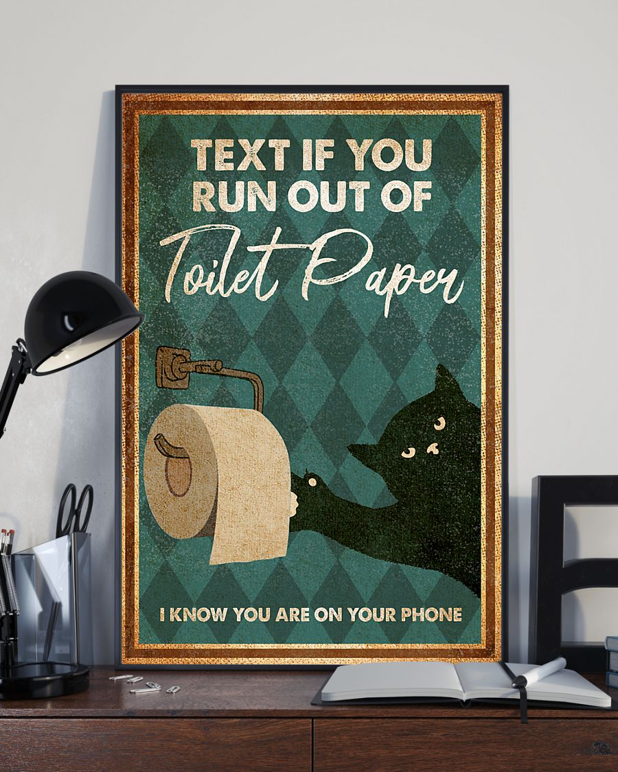 Black Cat Toilet Paper Poster Text Me If You Run Out Of Toilet Paper Home Decor Wall Art Gifts Idea – Funny Bathroom Toilet Poster