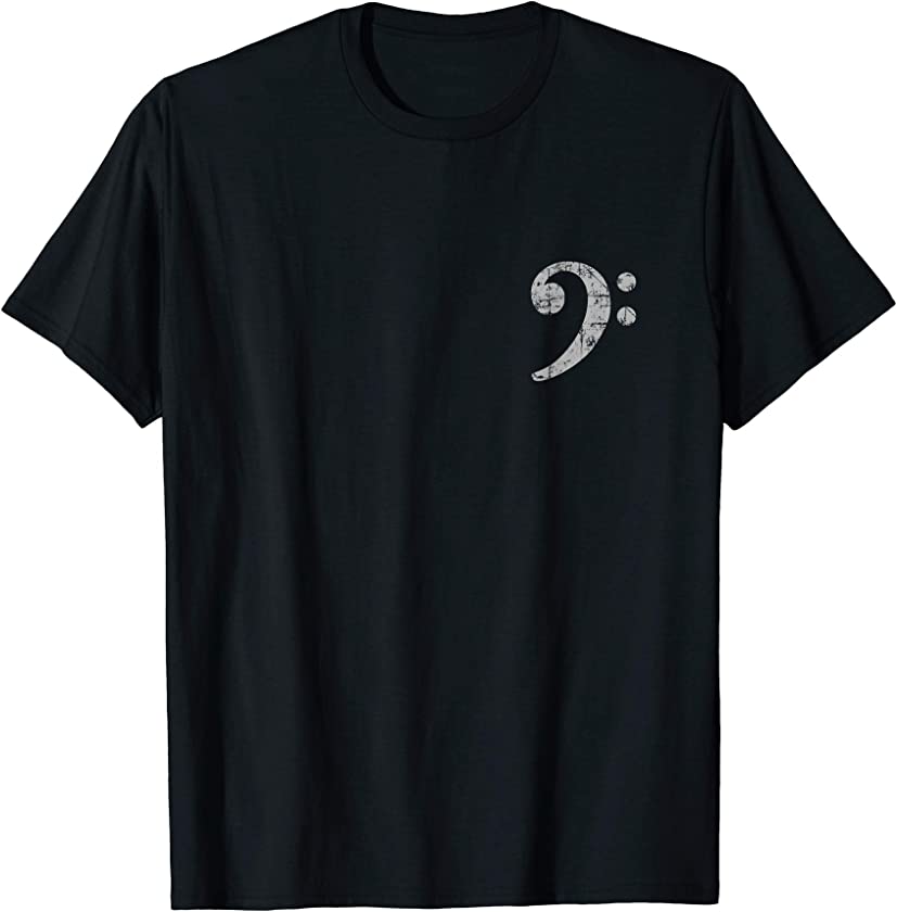 Bass Clef (Vintage Gray Left) Bassist Bass Player T-Shirt