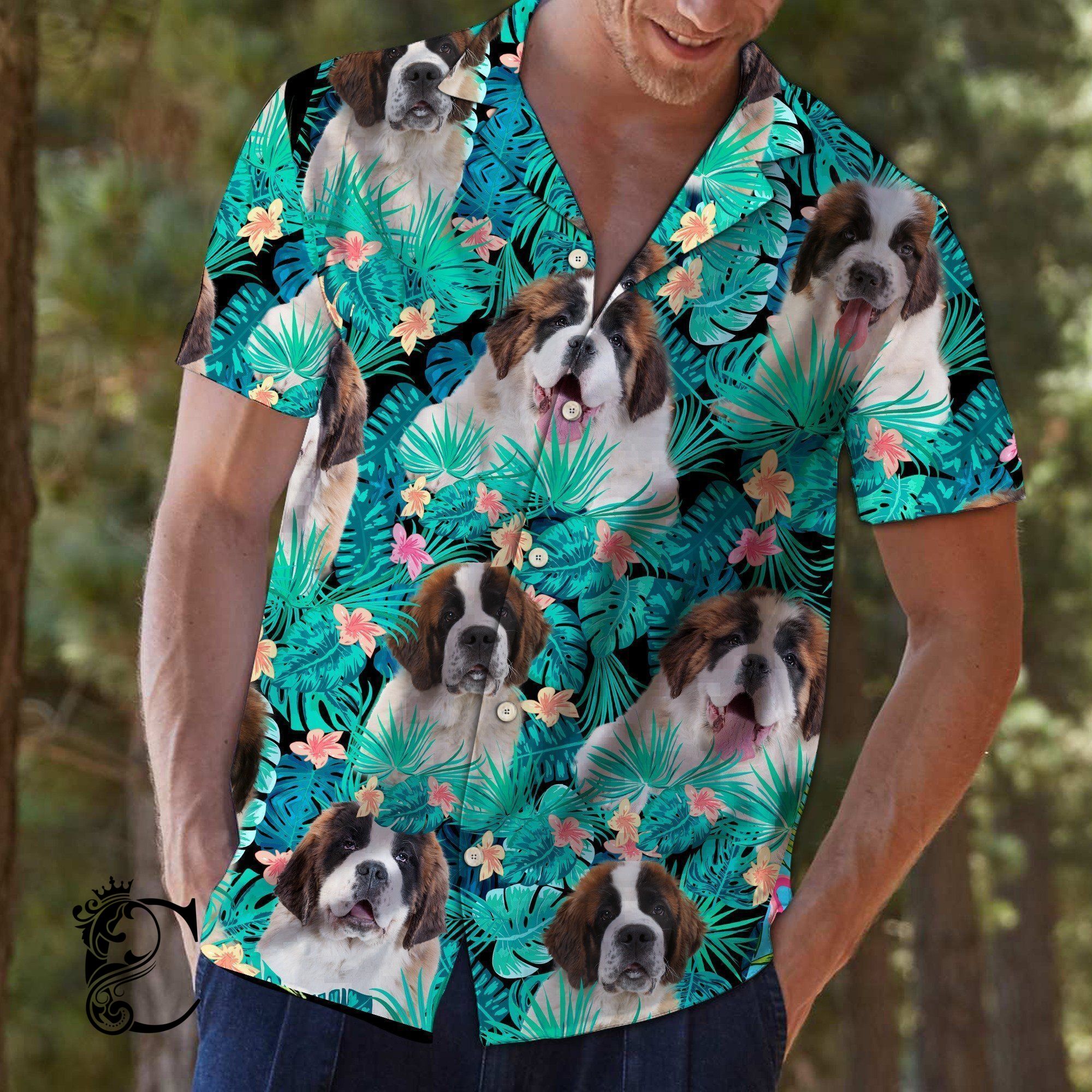 Beach Shirt Shop Saint Bernard Hawaiian Shirt- Chillicothemall