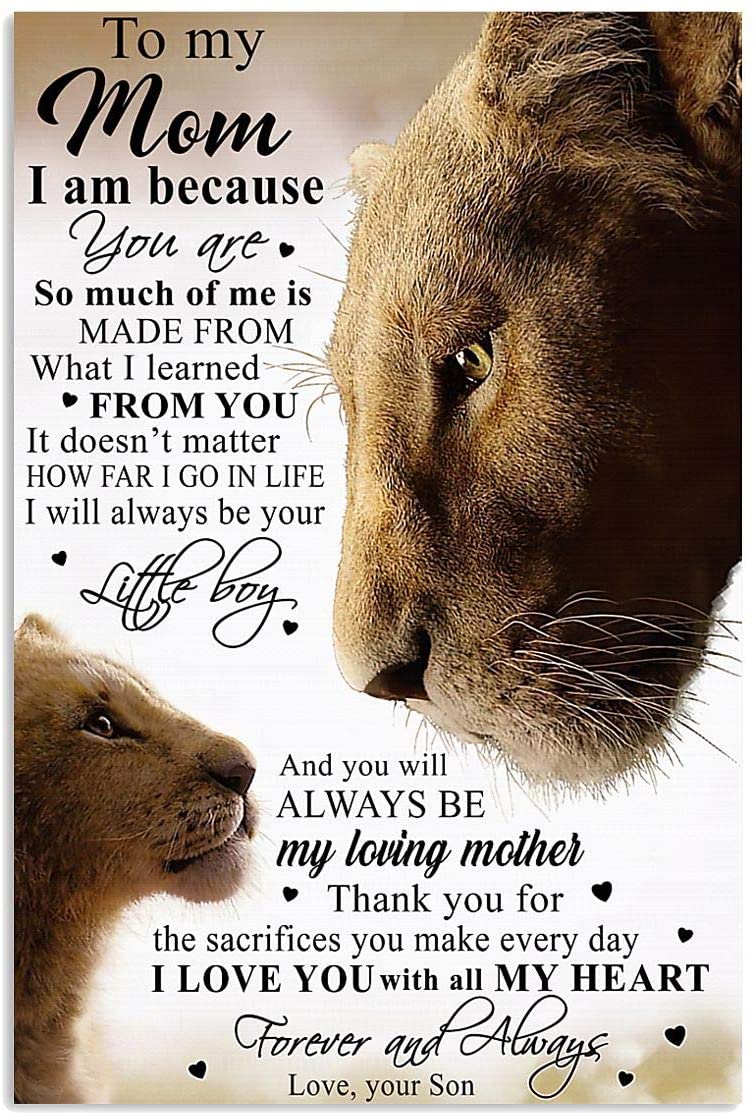 Skitongifts Poster No Frame, To My Mom Loving Mother Lion Son Gift Vintage, Wall Art, Home Decor Anp237