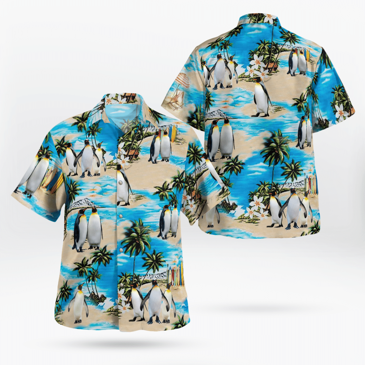 Nlsi0703Bg03 Penguins Tropical Hawaiian Shirt