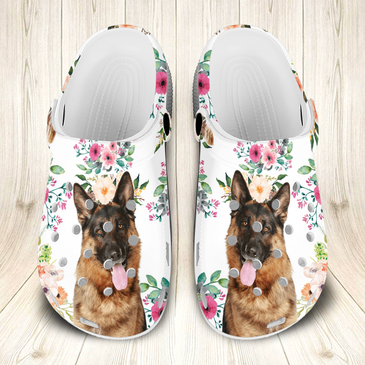 Personalized Picture Crocs – Dog Personalized Clogs Shoes For Woman With Flower Pattern