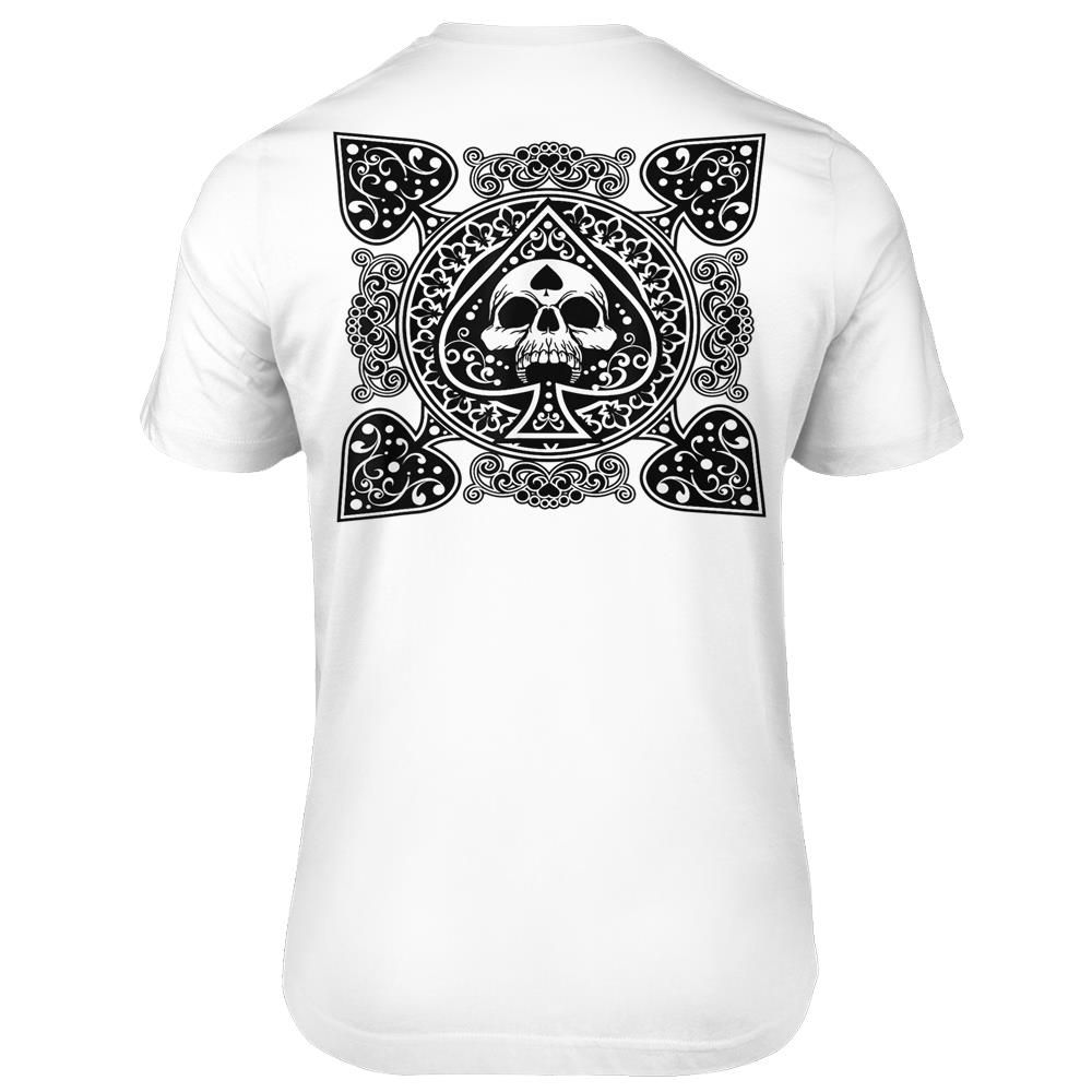 Ace Of Spades Sugar Skull Mexican Symbol – Vintage Retro T-shirt- print on back- print on back