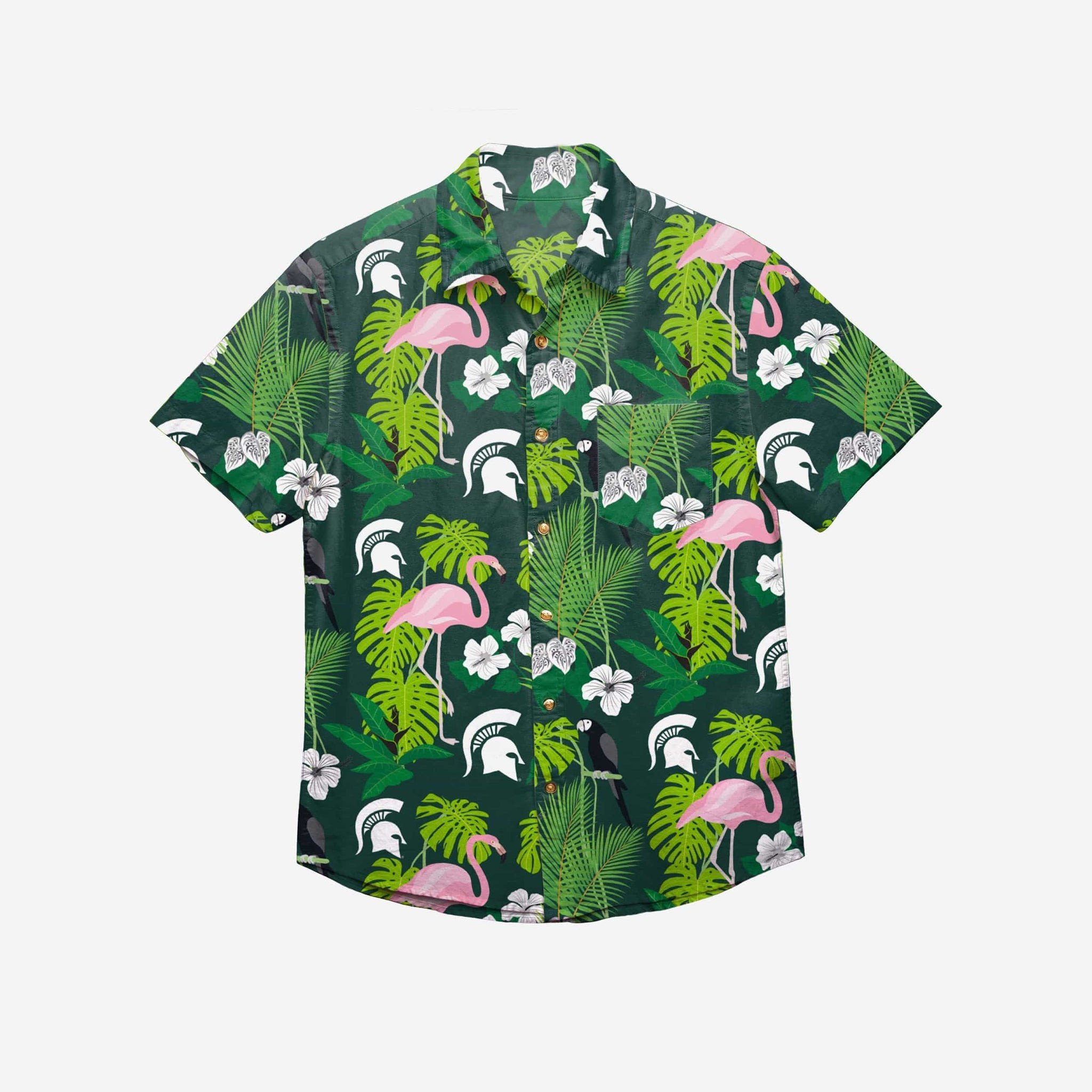 Michigan State Spartans Floral Button Up Hawaii Shirt Ha60412