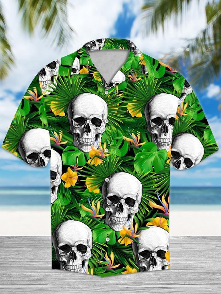 Skull Tropical Flower Hawaii Shirt Hawaiian Shirt For Men, Hawaiian ...