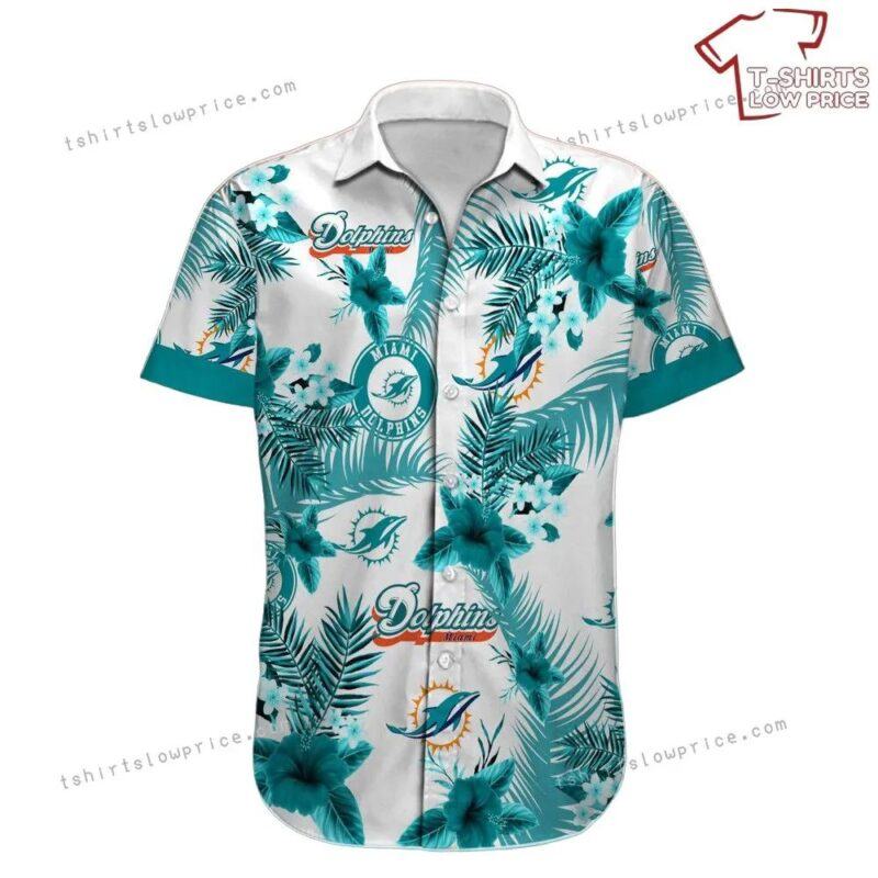 Custom Name Miami Dolphins Hawaiian Shirt Nfl Football Button Up Hawaiian Shirt For Mens Womens