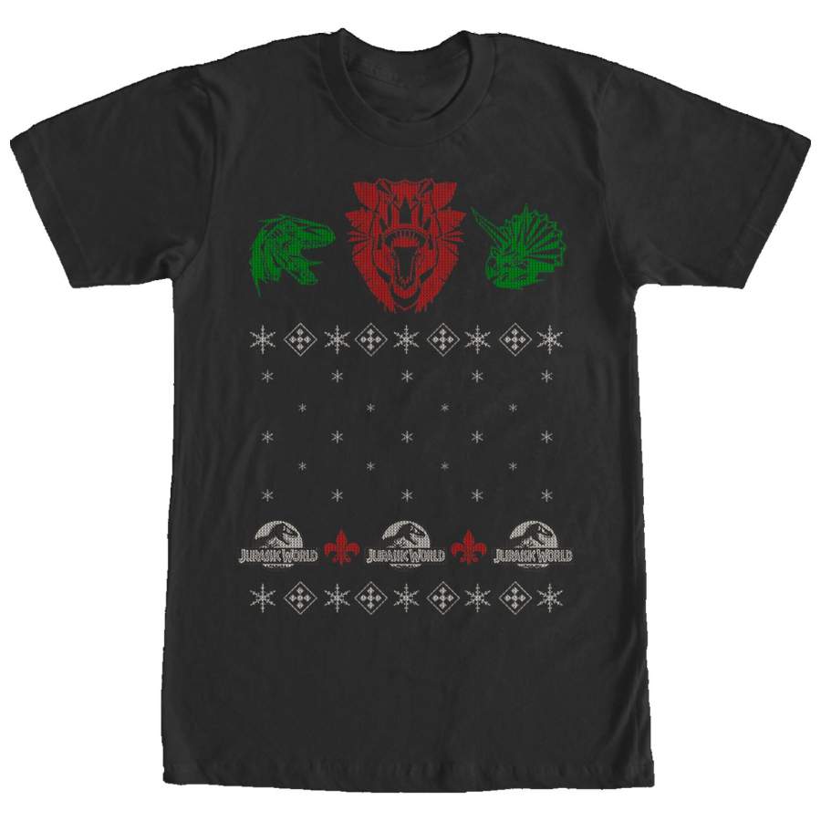 Jurassic World Men’s Ugly Christmas Raptor  T Shirt