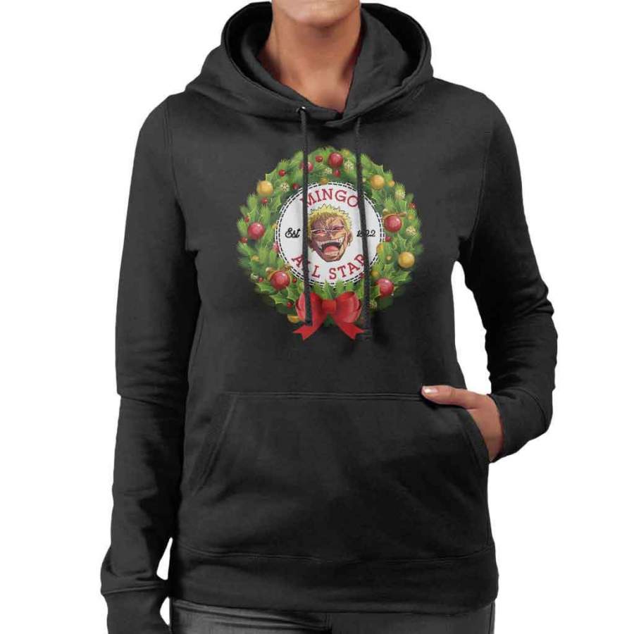 Mingo One Piece Christmas Wreath All Star Converse Logo Women’s Hooded Sweatshirt