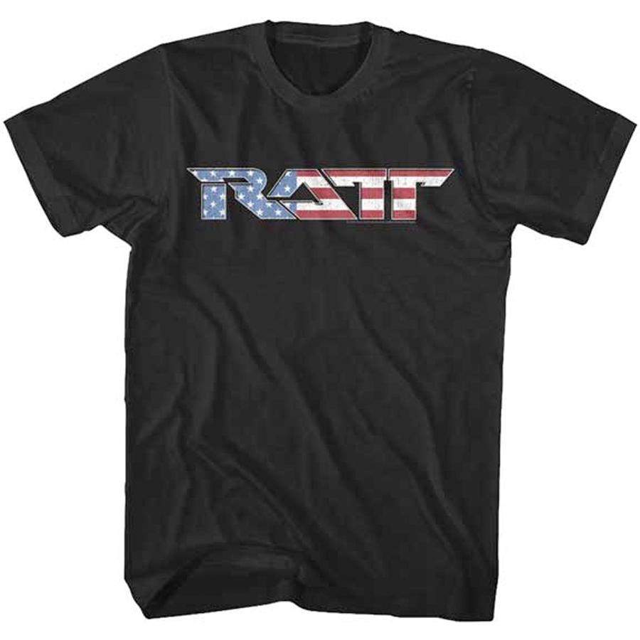 Ratt – Flag Logo – Black  T-Shirt