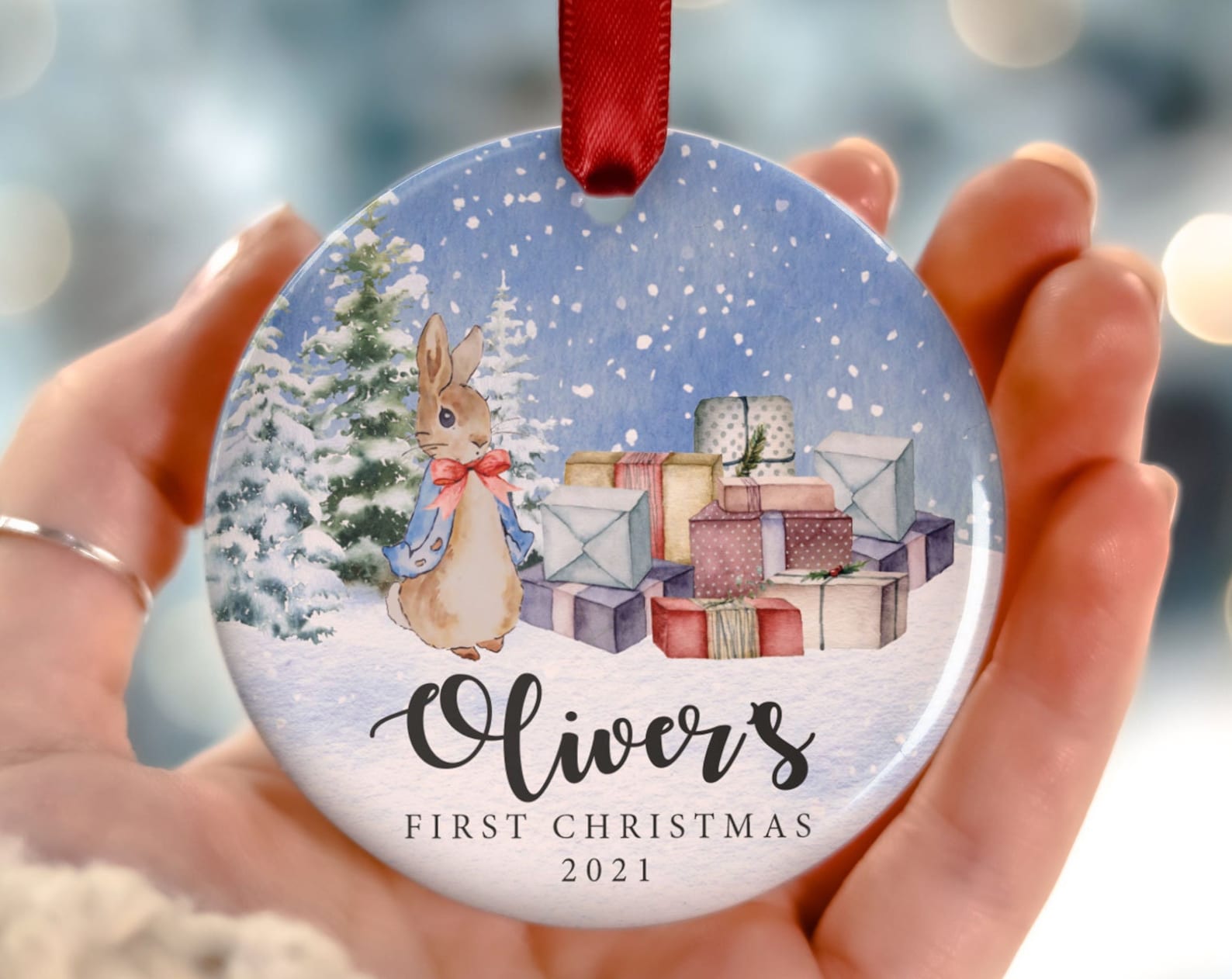 Personalized Baby’S First Christmas Peter Rabbit Bauble 1St Baby Gift New Baby Gift Keepsake Ornament