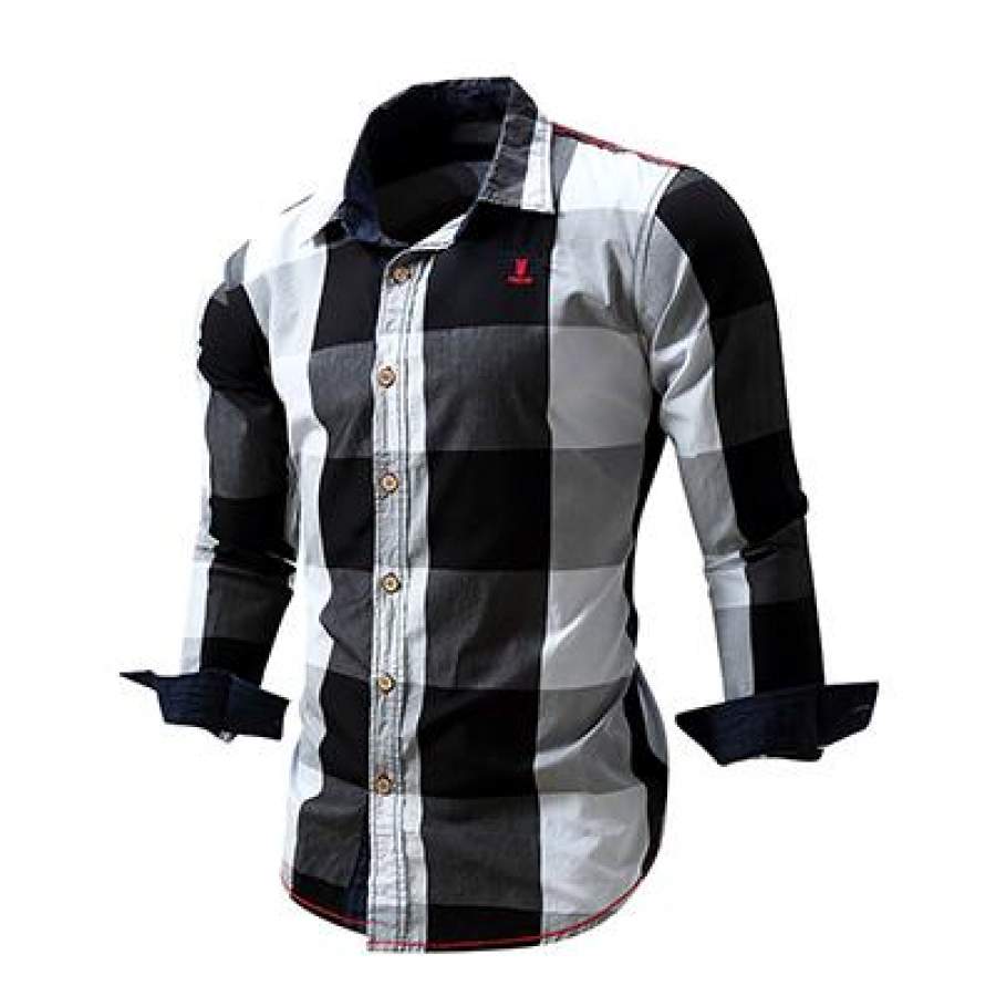 Cotton Turn-down Collar Strip Shirt For Men Spring Summer Casual Flannel Plaid Men’s Full Sleeve Shirts