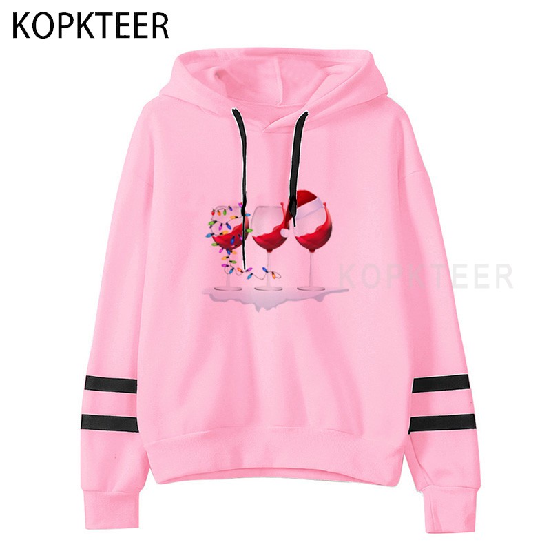 Christmas White Pink Winter Women’s Cute Print Hooded Female Thicken Warm Hoodies Lady Autumn Tops Sweatshirts Clothes For Women alx