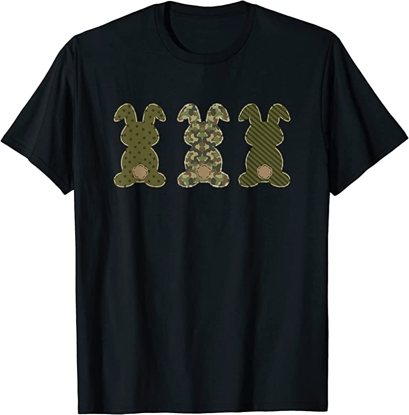 Camouflage Easter Bunny Rabbit Trio Cute Easter Day T-Shirt