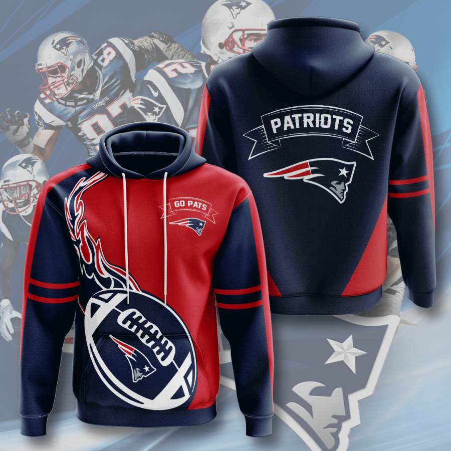 New England Patriots 3D Printed Hooded Pocket Pullover Hoodie