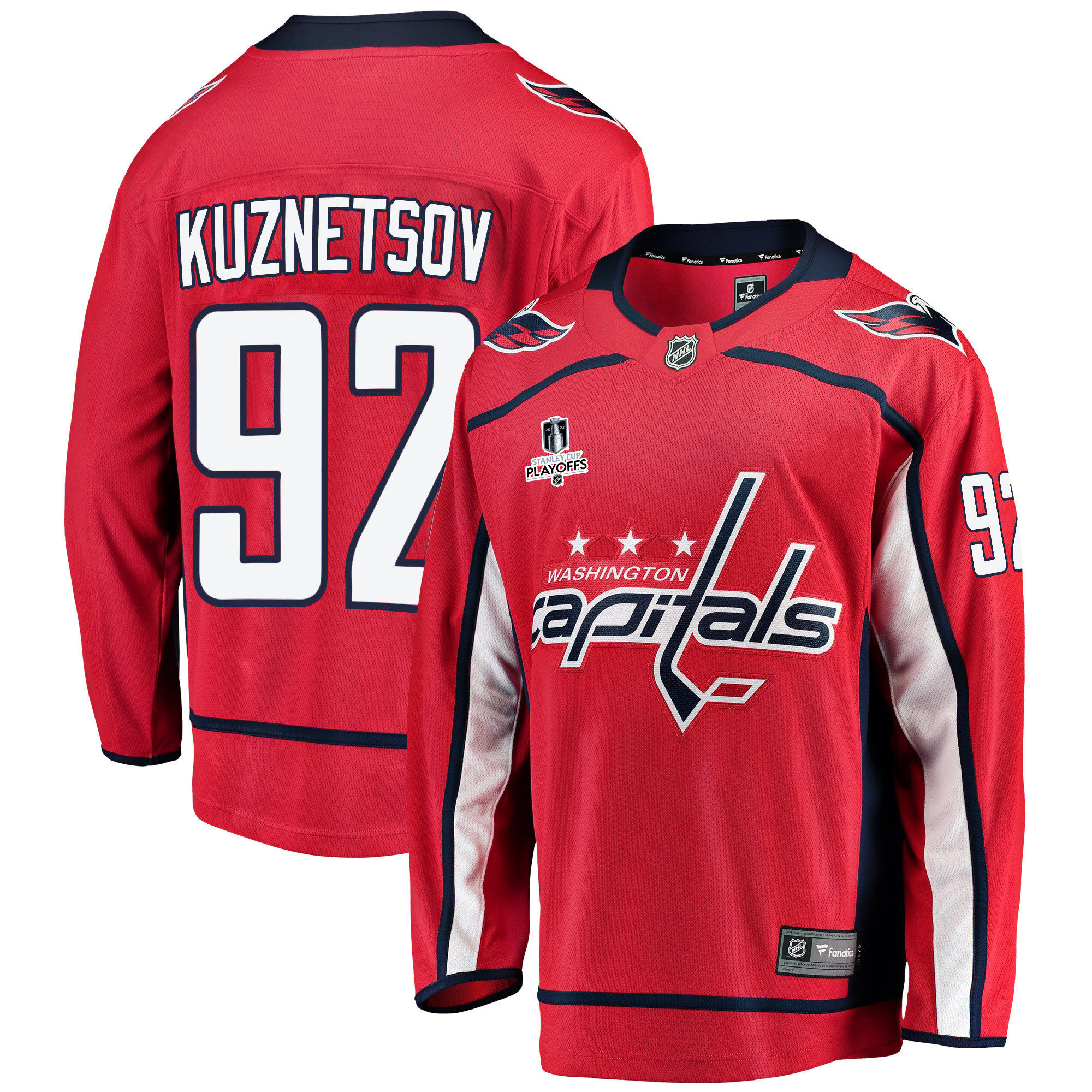 Washington Capitals Evgeny Kuznetsov 92 Home 2022 Stanley Cup Playoffs Breakaway Men Jersey – Red