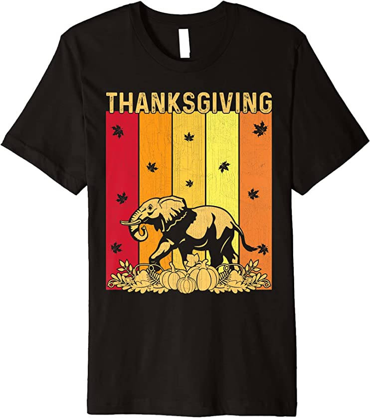 Thanksgiving Retro Elephant Matching Family Pajamas Premium T-Shirt