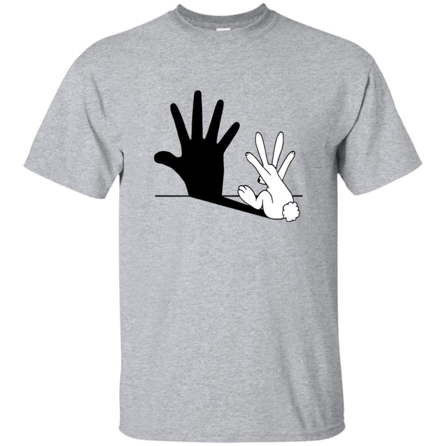 AGR Rabbit Hand Shadow Mens Cotton T-Shirt