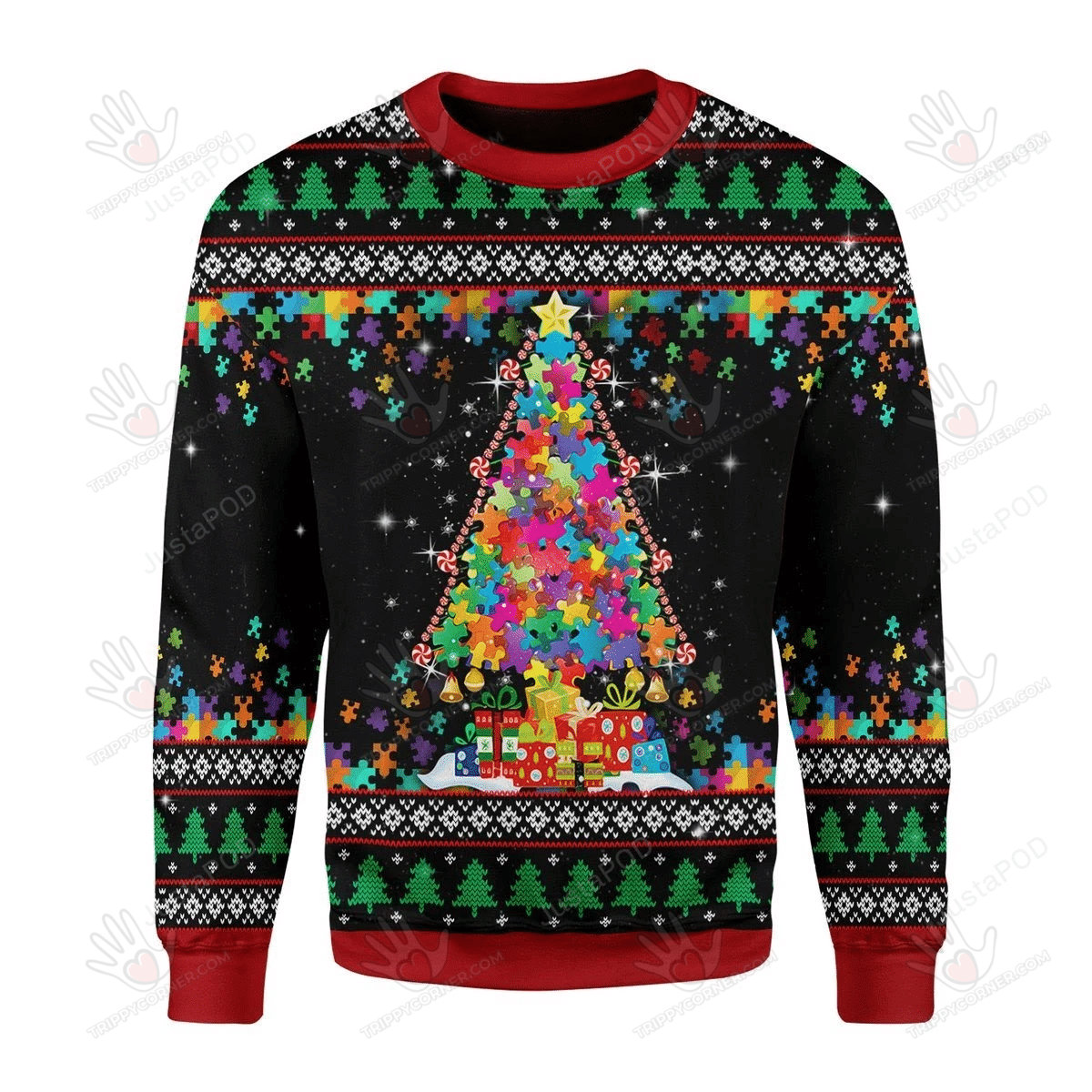 Autism Christmas Tree Ugly Christmas Sweater, All Over Print Sweatshirt,… Ugly Sweater Christmas Gift